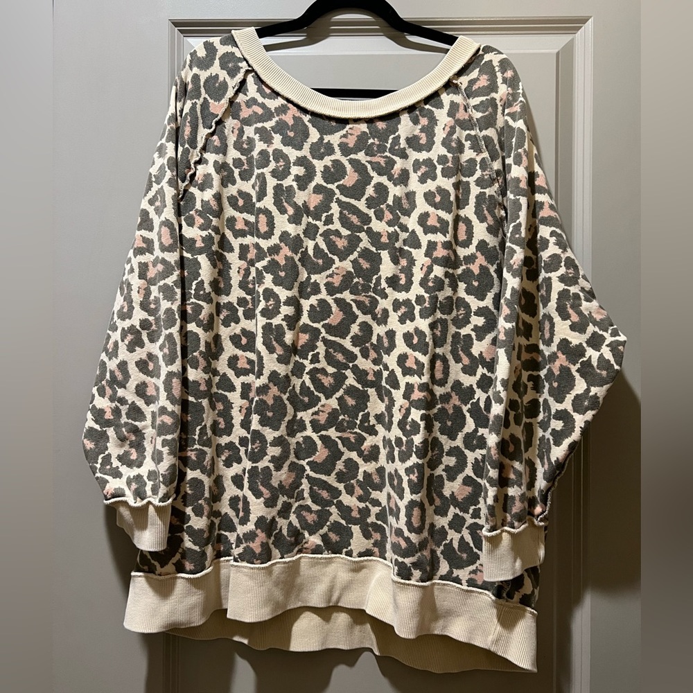 Free People Retro Leopard Sweatshirt